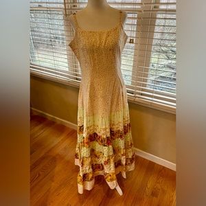 Luna Luz Floral Patchwork Rose Lace Midi cottage fairy romantic Dress in medium